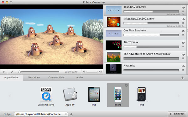 Start converting videos in Ephnic Video Converter for Mac