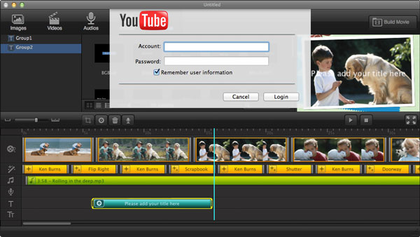 Upload movies directly in Youtube Video Editor on Mac