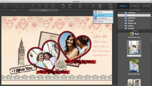 Export collages in Ephnic Photo Collage for Mac