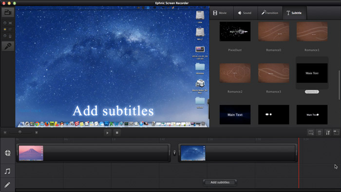 Add Subtitles in Ephnic Screen Recorder for Mac